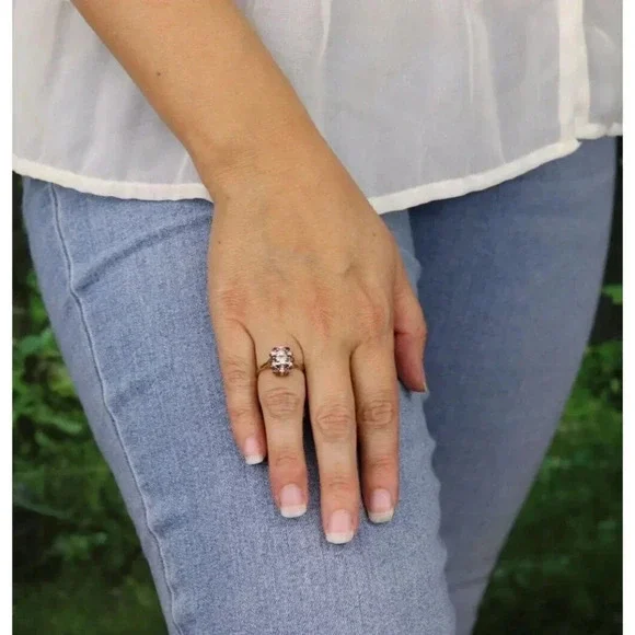 14k Yellow Gold & White Gold Natural Diamond and Ruby Ring Size 5 - Picture 4 of 9